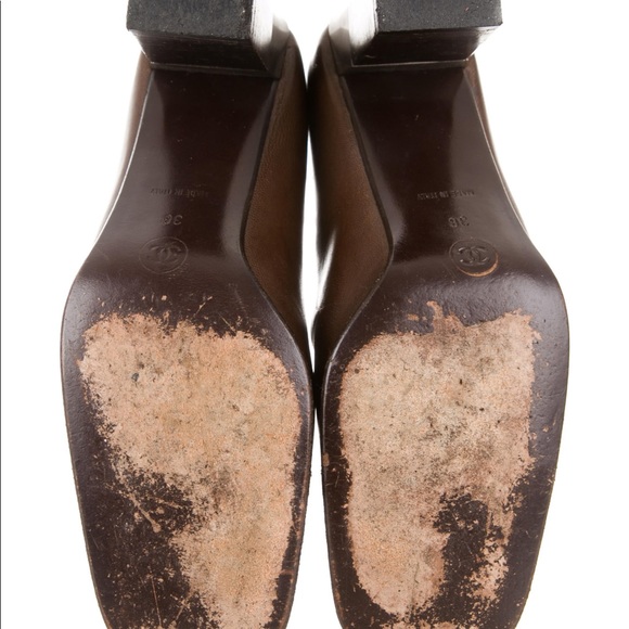 Authentic Brown CHANEL Square-Toe Pumps - Picture 5 of 5